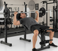 Adjustable Weight Bench and Barbell Rack Set with Weight Plate Post